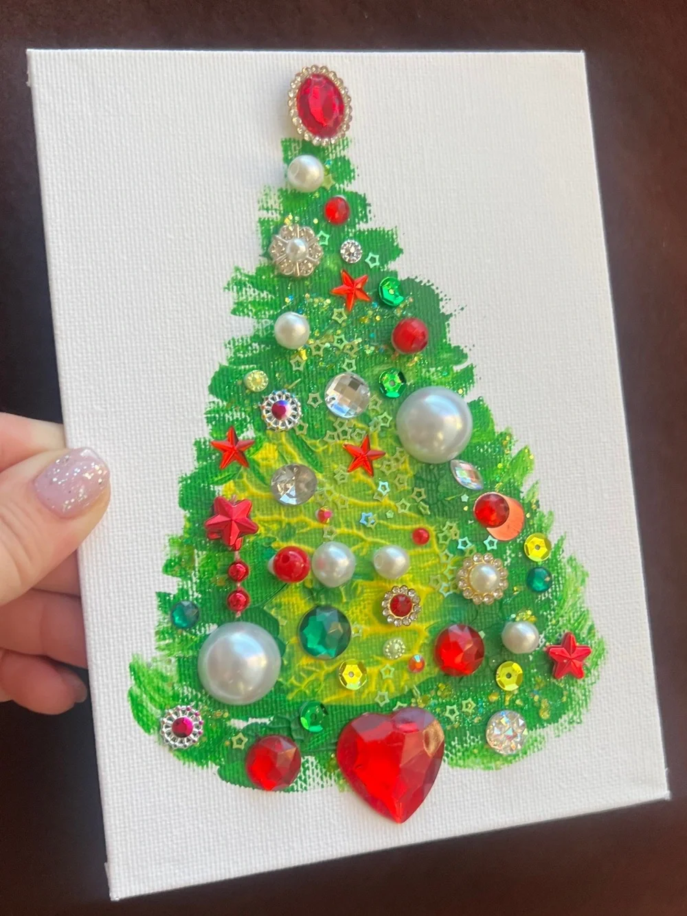 Handcrafted Green Embellished Holiday Tree Wall Art